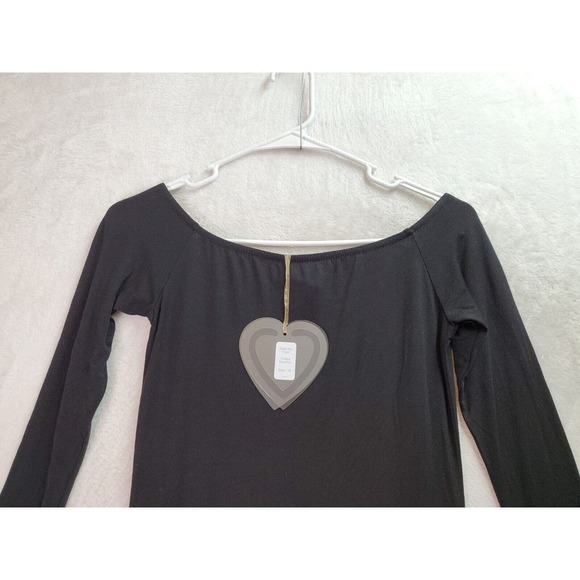 Club L Shift Dress Girls Sz 10 Black Floral Viscose Long Sleeve Off The Shoulder - Picture 5 of 8